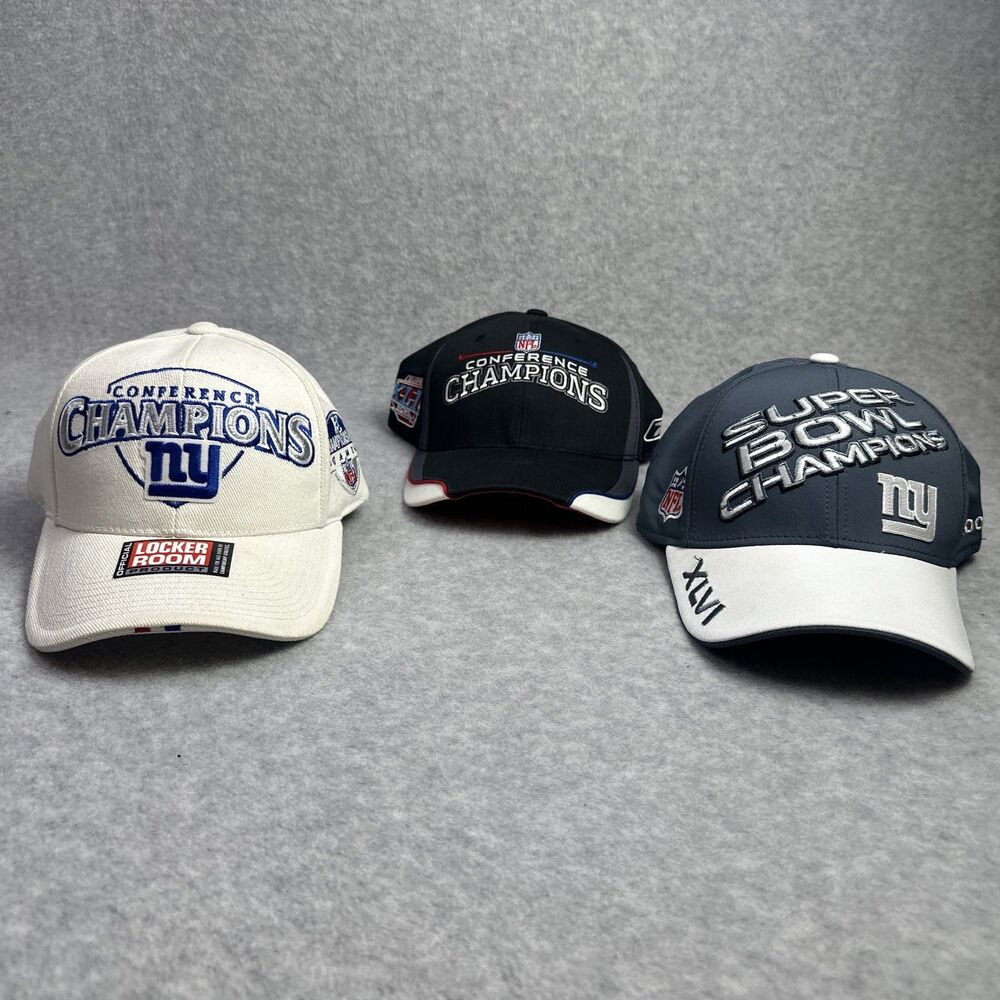 New York Giants Reebok Conference & Super Bowl Champions Football Baseball Hats